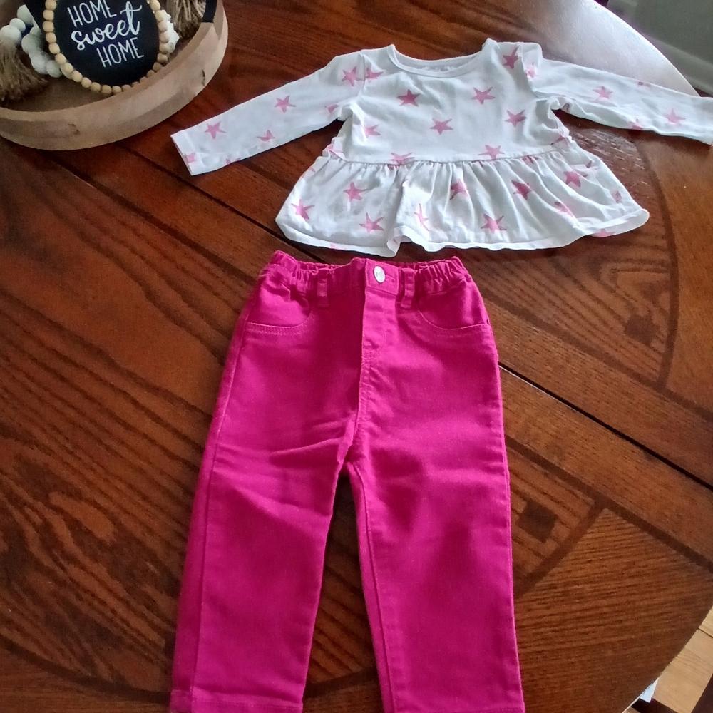 Pink and White Star Kids Matching Set
